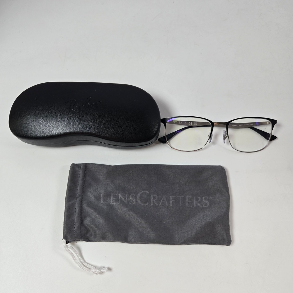 Ray-Ban Eyeglasses 54mm Black Silver RB 6421 2997 Semi-Rimless Frames